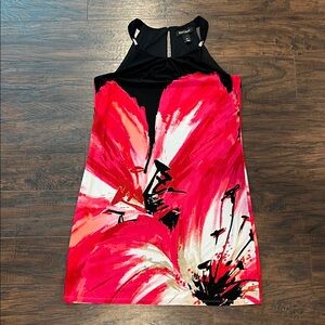 White House Black Market Black and Red Halter Sheath Mini Dress